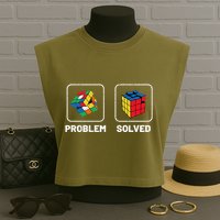Competitive Puzzle Cube Problem Solved Speed Cubing  Garment-Dyed Women's Muscle Tee