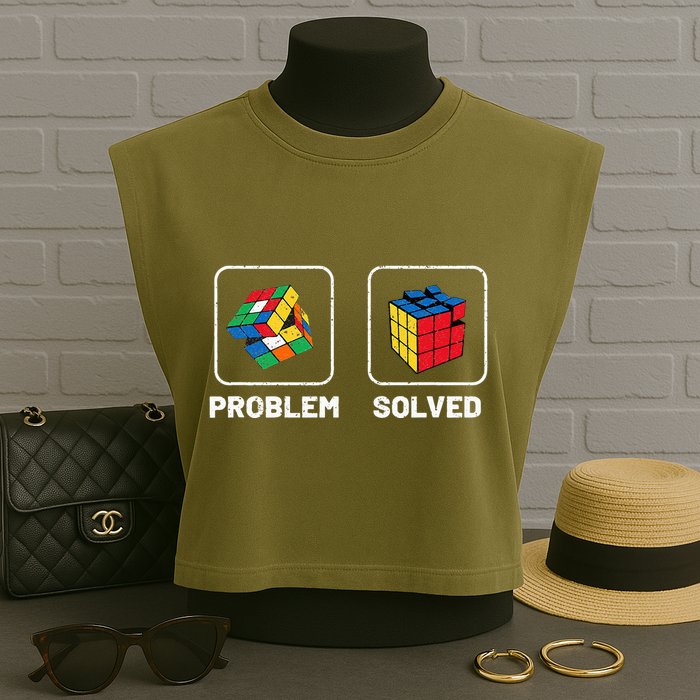 Competitive Puzzle Cube Problem Solved Speed Cubing  Garment-Dyed Women's Muscle Tee