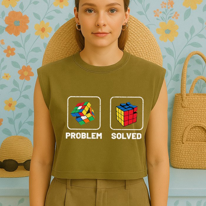 Competitive Puzzle Cube Problem Solved Speed Cubing  Garment-Dyed Women's Muscle Tee