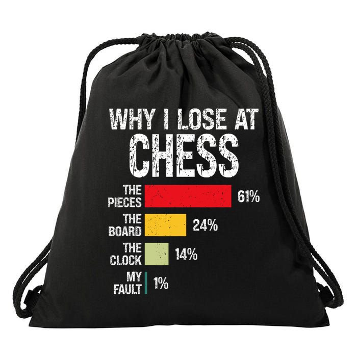 Chess Player Coach Lover Joke For Board Game Geek Drawstring Bag