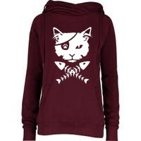 Cute Pirate Cat Womens Funnel Neck Pullover Hood