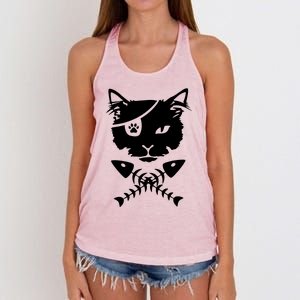 Cute Pirate Cat Women's Knotted Racerback Tank