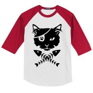 Cute Pirate Cat Kids Colorblock Raglan Jersey