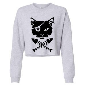 Cute Pirate Cat Cropped Pullover Crew