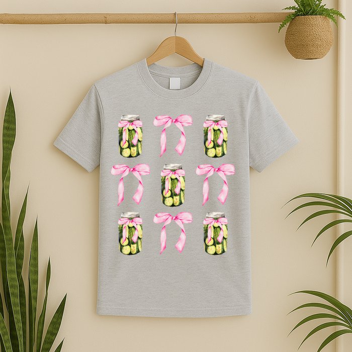 Canned Pickle Coquette Bows With Cute Pickle Jar T-Shirt