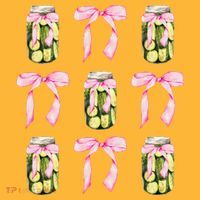 Canned Pickle Coquette Bows With Cute Pickle Jar Pom Pom 12in Knit Beanie