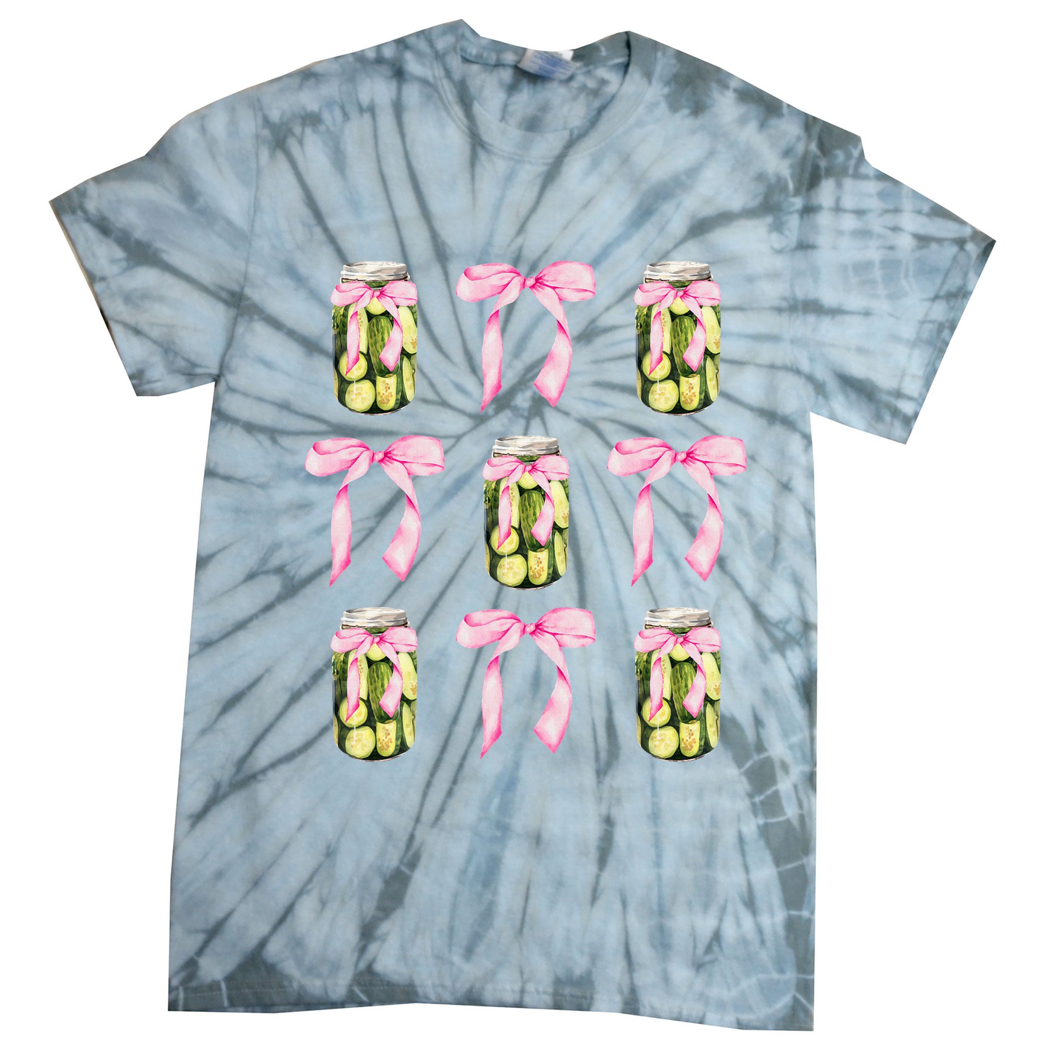Canned Pickle Coquette Bows With Cute Pickle Jar Tie-Dye T-Shirt