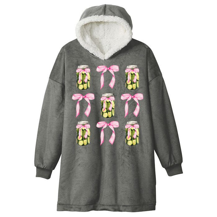 Canned Pickle Coquette Bows With Cute Pickle Jar Hooded Wearable Blanket
