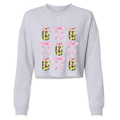 Canned Pickle Coquette Bows With Cute Pickle Jar Cropped Pullover Crew