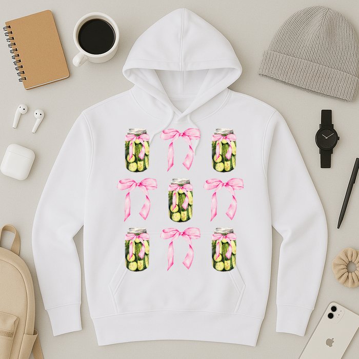 Canned Pickle Coquette Bows With Cute Pickle Jar Hoodie