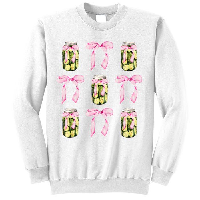 Canned Pickle Coquette Bows With Cute Pickle Jar Sweatshirt