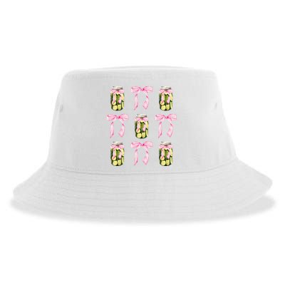 Canned Pickle Coquette Bows With Cute Pickle Jar Sustainable Bucket Hat