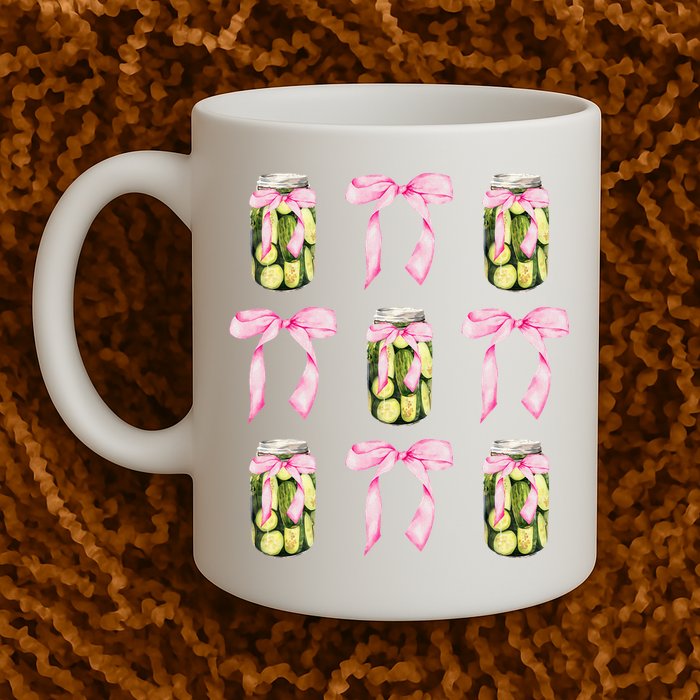 Canned Pickle Coquette Bows With Cute Pickle Jar Mug