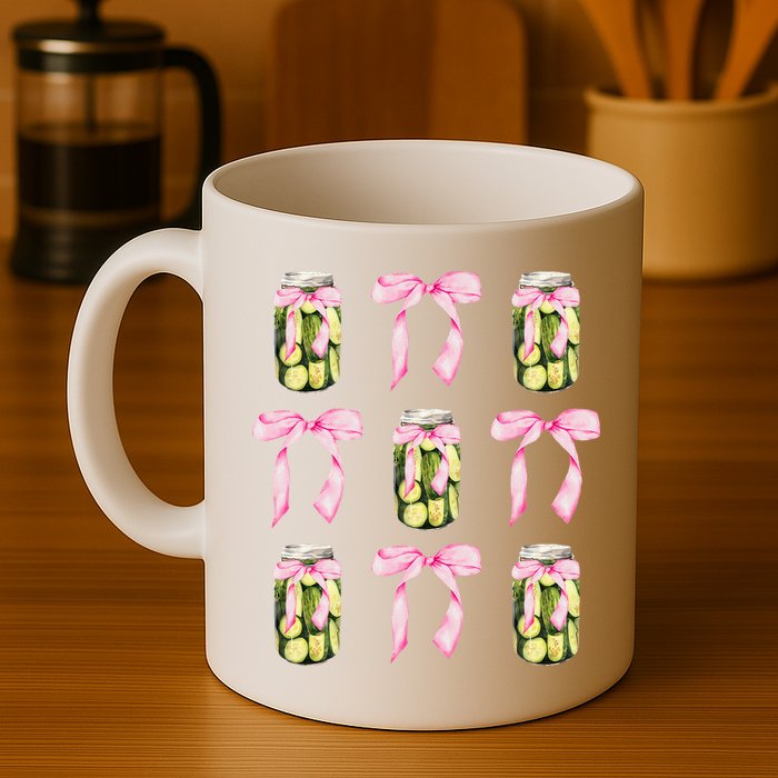Canned Pickle Coquette Bows With Cute Pickle Jar Mug