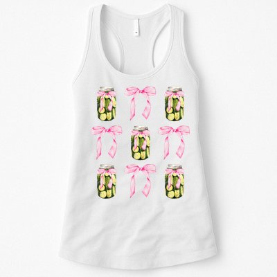Canned Pickle Coquette Bows With Cute Pickle Jar Womens Tank Top