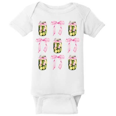 Canned Pickle Coquette Bows With Cute Pickle Jar Baby Bodysuit