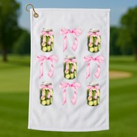 Canned Pickle Coquette Bows With Cute Pickle Jar Golf Towel