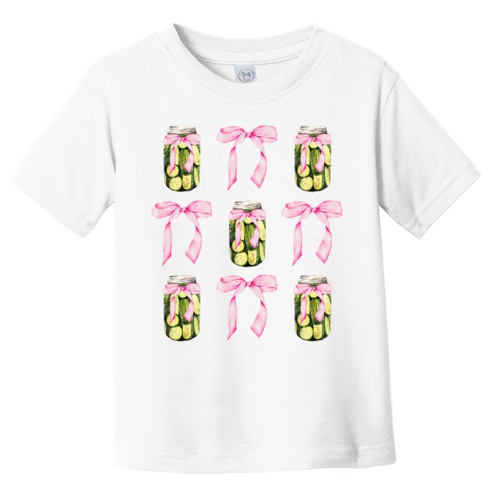 Canned Pickle Coquette Bows With Cute Pickle Jar Toddler T-Shirt