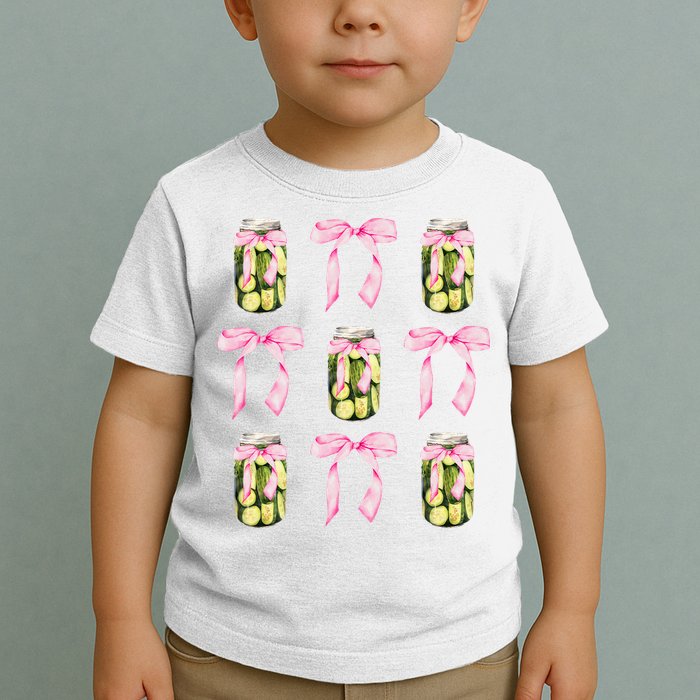 Canned Pickle Coquette Bows With Cute Pickle Jar Toddler T-Shirt