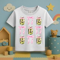 Canned Pickle Coquette Bows With Cute Pickle Jar Toddler T-Shirt