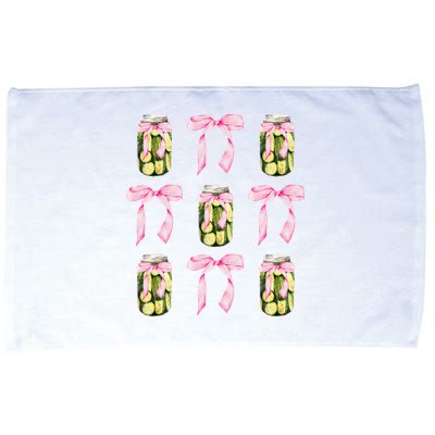 Canned Pickle Coquette Bows With Cute Pickle Jar Microfiber Hand Towel