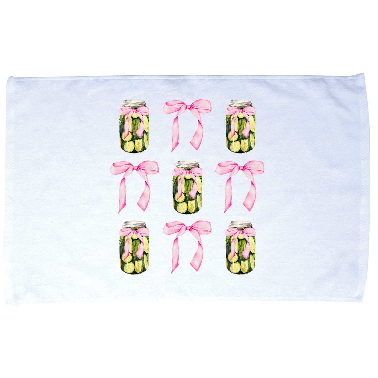 Canned Pickle Coquette Bows With Cute Pickle Jar Microfiber Hand Towel