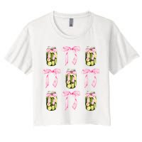 Canned Pickle Coquette Bows With Cute Pickle Jar Crop Top