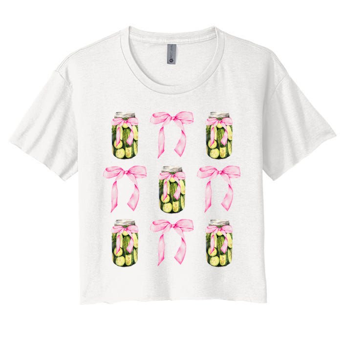 Canned Pickle Coquette Bows With Cute Pickle Jar Crop Top