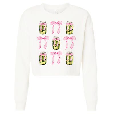 Canned Pickle Coquette Bows With Cute Pickle Jar Cropped Pullover Crew