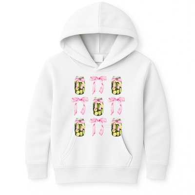 Canned Pickle Coquette Bows With Cute Pickle Jar Kids Hoodie