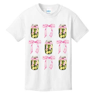 Canned Pickle Coquette Bows With Cute Pickle Jar Kids T-Shirt