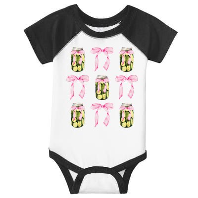 Canned Pickle Coquette Bows With Cute Pickle Jar Infant Baby Jersey Bodysuit