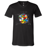 Competitive Puzzle Cube Math Lovers Funny Speed Cubing V-Neck T-Shirt