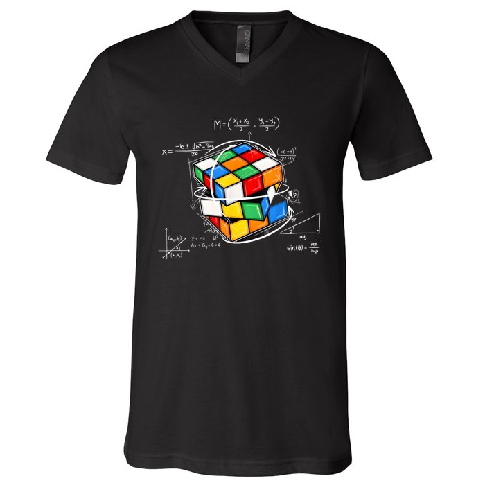 Competitive Puzzle Cube Math Lovers Funny Speed Cubing V-Neck T-Shirt