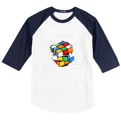 Competitive Puzzle Cube Math Lovers Funny Speed Cubing Baseball Sleeve Shirt