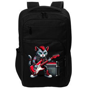 Cute Punk Cat RockN Roll Goth Cat Guitar Band Funny Music Gift Impact Tech Backpack