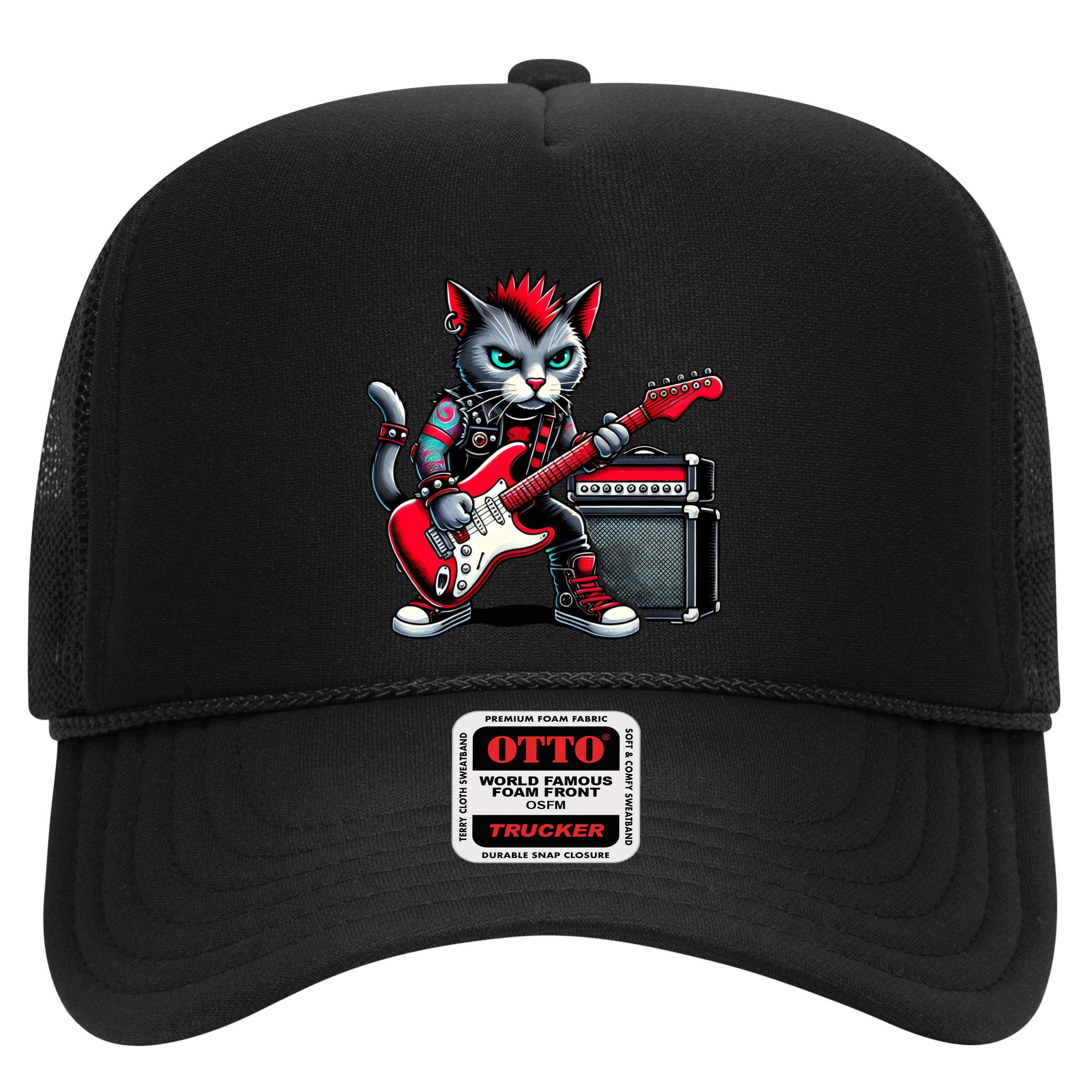 Cute Punk Cat RockN Roll Goth Cat Guitar Band Funny Music Gift Hat