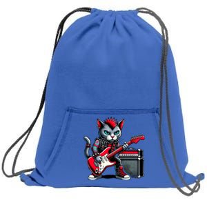 Cute Punk Cat RockN Roll Goth Cat Guitar Band Funny Music Gift Sweatshirt Cinch Pack Bag