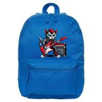 Cute Punk Cat RockN Roll Goth Cat Guitar Band Funny Music Gift 16 in Basic Backpack