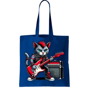 Cute Punk Cat RockN Roll Goth Cat Guitar Band Funny Music Gift Tote Bag