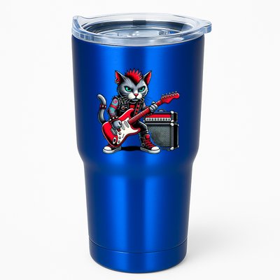 Cute Punk Cat RockN Roll Goth Cat Guitar Band Funny Music Gift Tumbler