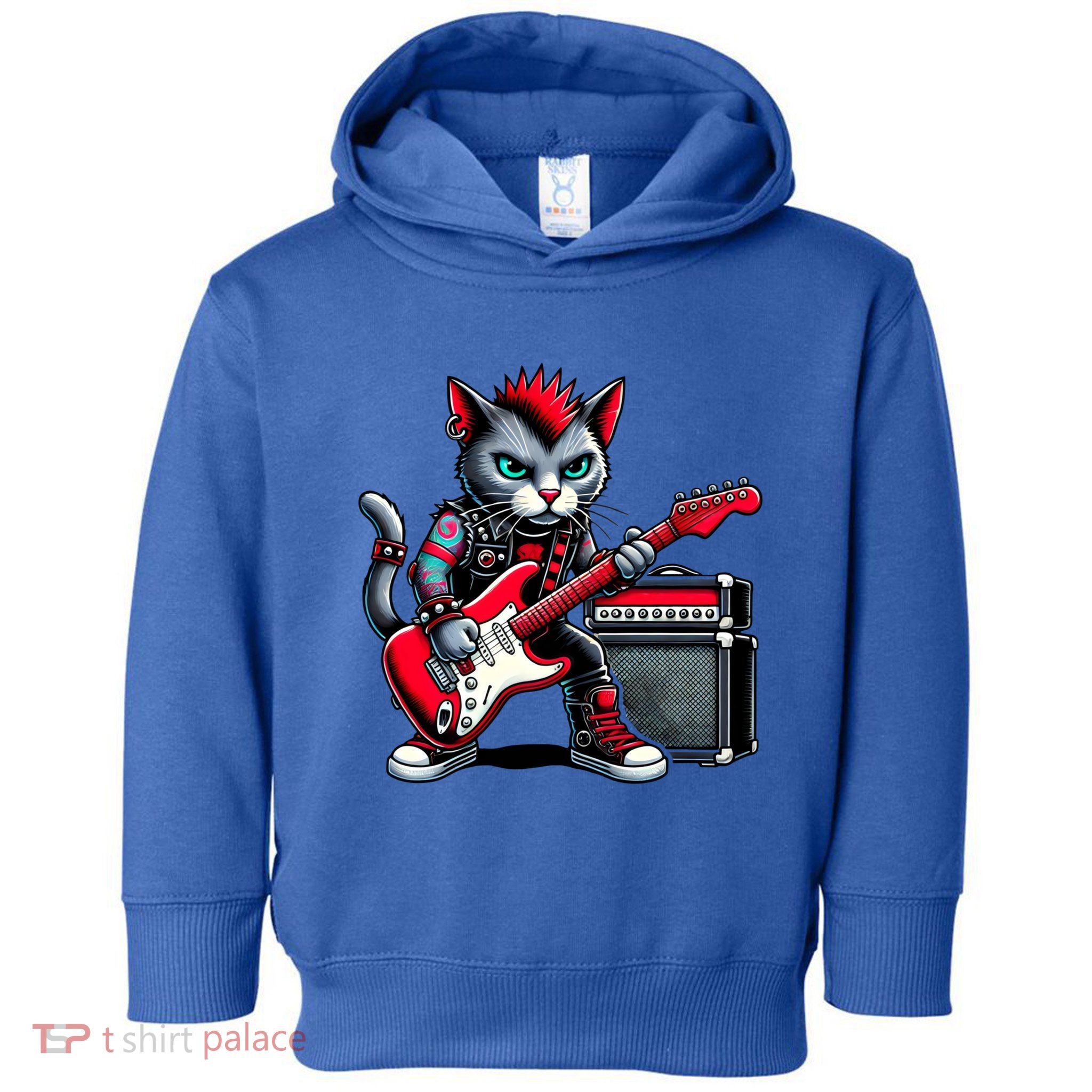 Cute Punk Cat RockN Roll Goth Cat Guitar Band Funny Music Gift Toddler Hoodie