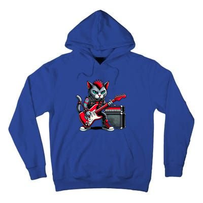 Cute Punk Cat RockN Roll Goth Cat Guitar Band Funny Music Gift Tall Hoodie
