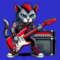 Cute Punk Cat RockN Roll Goth Cat Guitar Band Funny Music Gift Visor