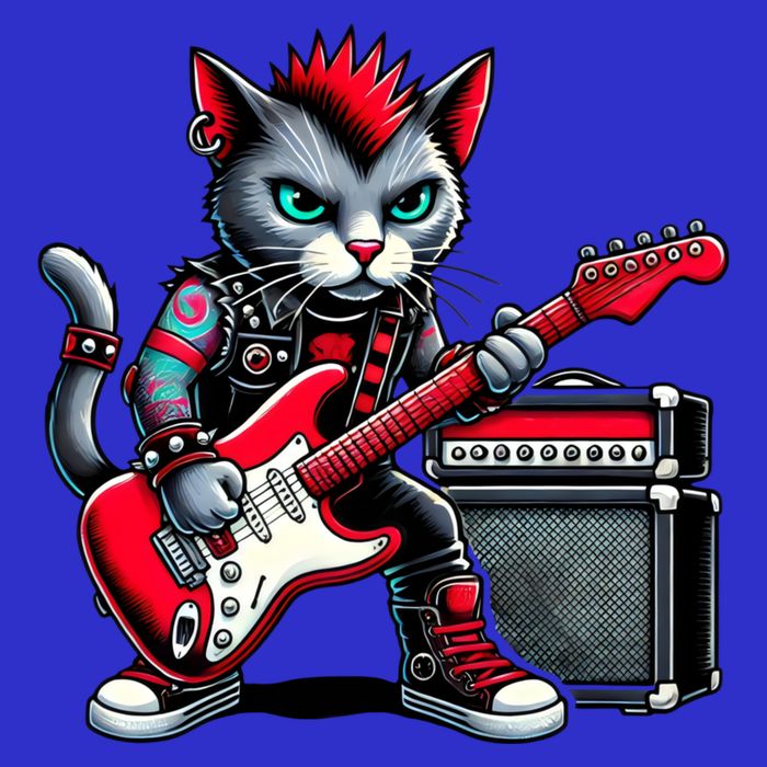 Cute Punk Cat RockN Roll Goth Cat Guitar Band Funny Music Gift Visor