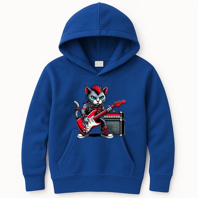 Cute Punk Cat RockN Roll Goth Cat Guitar Band Funny Music Gift Kids Hoodie