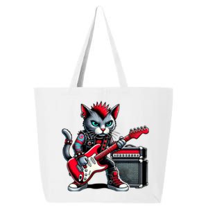 Cute Punk Cat RockN Roll Goth Cat Guitar Band Funny Music Gift 25L Jumbo Tote