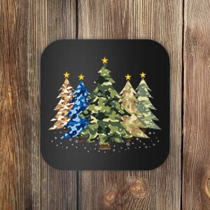 Camo Print Christmas Trees With Camouflage Print Xmas Coaster