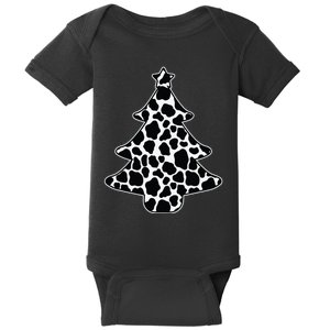 Cow Print Christmas Tree Pajama Xmas Farm Animal Farmer Baby Bodysuit