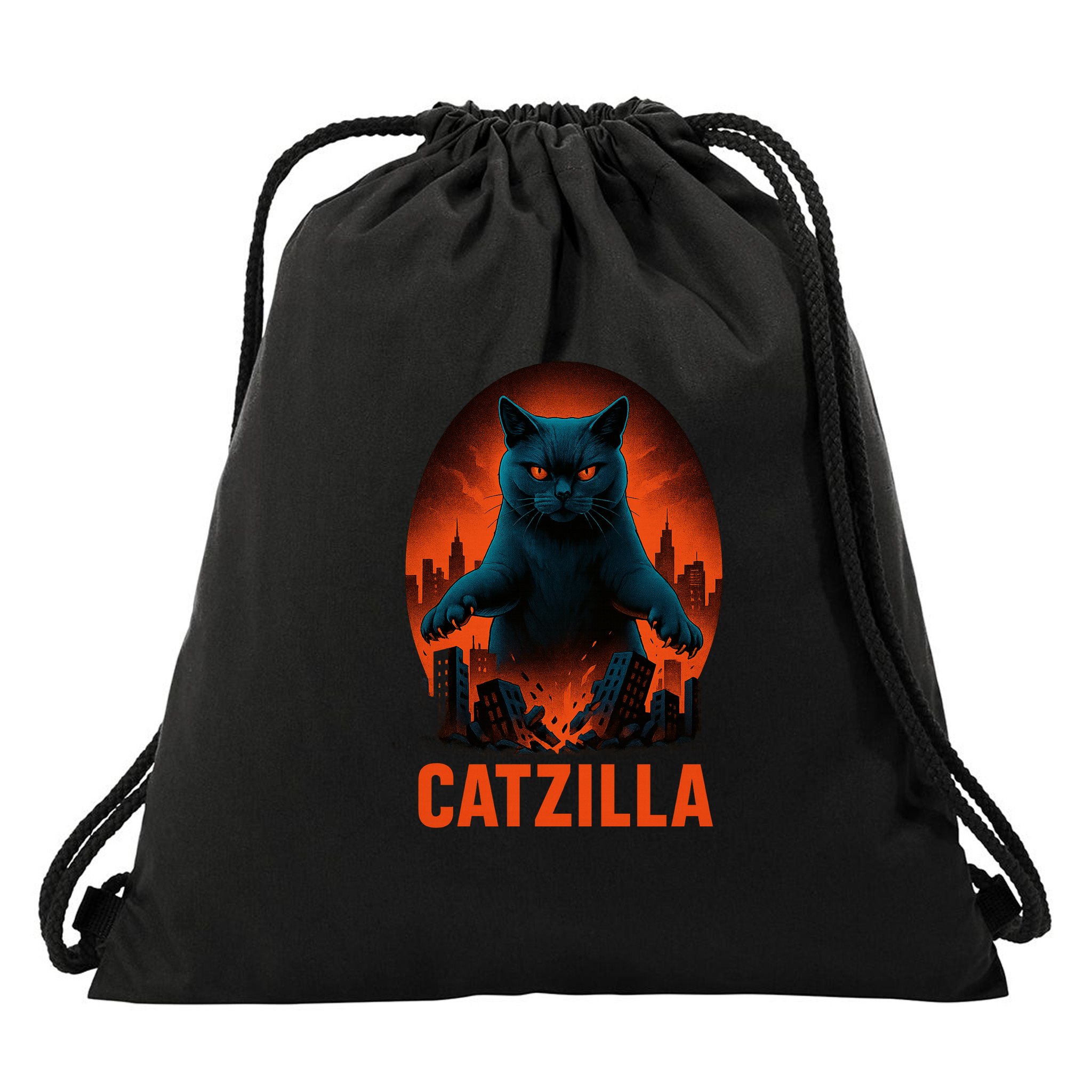 Catzilla Pose Drawstring Bag